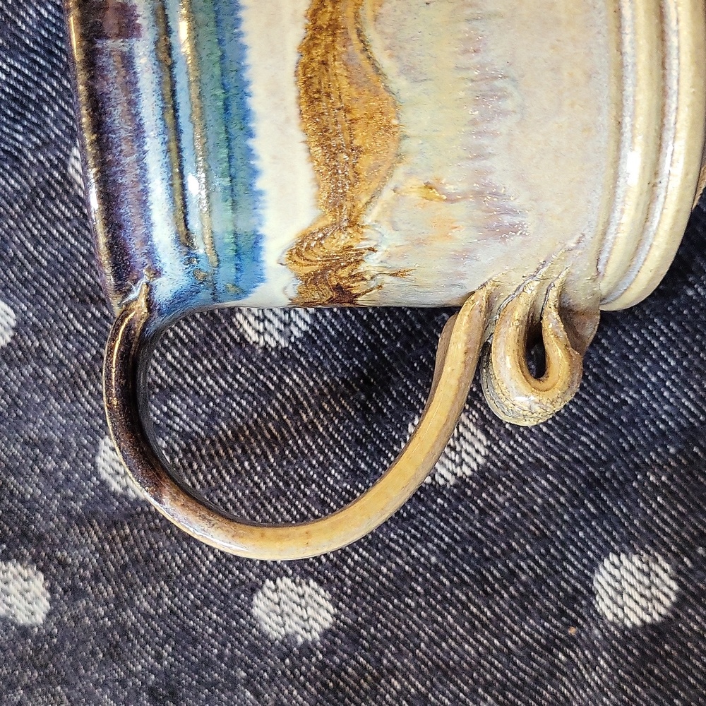 Handcrafted Blue/Brown/Purple Art Pottery Mug - Picture 2 of 3